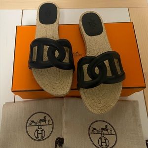 Hermes Nappa Famosa Espadrille Sandals 36